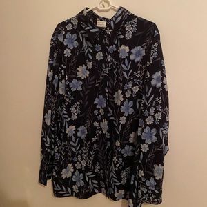 Vintage long-sleeve floral blouse
